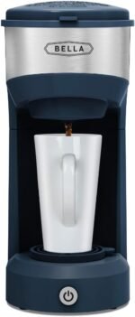 BELLA Dual Brew Single Serve Coffee Maker, Brews both Kcup and Ground Coffee, Large 14oz Capacity, Easy One Touch, Auto Shutoff, Navy - Image 2