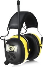 BJKing AM/FM Radio Headphones with Digital Display, 30dB AM FM Hearing Protection Safety Ear Muff, Ear Protection Headphone for Mowing, Landscaping, Shooting and Construction Black-Yellow - Image 2