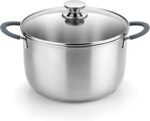 BRA COOKWARE Master Stainless Steel Stock Pot w/Glass Lid | 9.5 Inch 4 Quart Premium 18/10 Cooking Pot | PFAS Free Deep Pot | Silicone Coated Handles | All Cooktops (incl. Induction) | Shiny Finish - Image 2