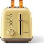 BUYDEEM DT620 2-Slice Toaster, Extra Wide Slots, Retro Stainless Steel with High Lift Lever, Bagel and Muffin Function, Removal Crumb Tray, 7-Shade Settings,Mellow Yellow - Image 2