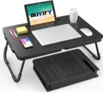 BUYIFY Foldable Laptop Bed Desk for Couch, Sofa - Large Lap Desk Tray Table with Cup Holder and Tablet Slot - Portable Notebook Stand for Eating, Writing, Studying and WFH (Black)- USA Original Patent - Image 2