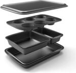 Baker's Secret Stackable Baking Set of 5 Bakeware Pans, Bakeware Set, Baking Pan Set Includes Muffin Pan, Roaster Pan, Square Pan, Cookie Sheet, Loaf Pan, Easy Store, Dishwasher Safe, Baking Supplies - Image 2