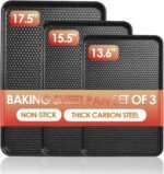 Baking Sheet Pan Set of 3, Nonstick Carbon Steel Cookie Sheets with Texture, Commercial Half/Quarter/Jelly Roll Pans Replacement Toaster Oven Tray, Heavy Duty & Easy Clean, Black - Image 2
