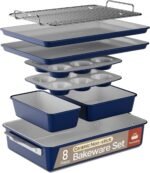 Bakken 8-Piece Stackable Bakeware Set – Ceramic Non-Stick, Oven-Safe Baking Sheets & Pans, PTFE/PFOA/PFOS-Free, Ergonomic Handles, Includes Cooling Rack – Healthy, Non-Toxic Baking Essentials - Image 2