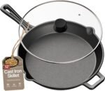 Bakken Pre Seasoned Cast Iron Skillet with Glass Lid & Silicone Handle,12" Frying Pan for Stove, Oven, Grill & Induction, Even Heat Distribution, Versatile All-Purpose Cookware for Searing & Frying - Image 2