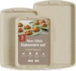Bakken Swiss Cookie Sheet 3 Piece Set - Non-Stick, Stackable Baking Pans, White marble Deluxe Ceramic Coating – Dishwasher Safe - for Home Baking - Image 2