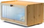 Bamboo Bread Box for Kitchen Counter-Large Capacity Bread Storage Container Farmhouse Bread Box with Window Bread Holder - Image 2