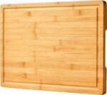Bamboo Cutting Board for Kitchen, 18" Large Wood Charcuterie Cheese Board, Wooden Chopping Block with Side Handles and Juice Grooves - Image 2