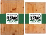 Bamboo Cutting Boards for Kitchen with Juice Groove [Set of 2] Wood Cutting Board for Chopping Meat, Vegetables, Fruits, Cheese, Knife Friendly Serving Tray with Handles - Image 2