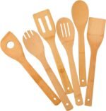 Bamboo Kitchen Utensils, 6 pcs Nonstick Spatula Tools with Handles, Heat Resistant Spatula Set, Non-stick Cooking Utensil, Premium Wooden Spoon Sets - Image 2