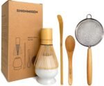Bamboo Matcha Whisk Set -Matcha Whisk (Chasen),Whisk Holder(White),Sifter,Tea Scoop and Tea Spoon - Image 2