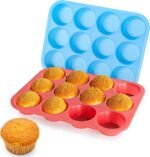 Bangp 2Pack Silicone Muffin Pans for Baking with Metal Reinforced Frame,12 Cup Regular Size Cupcake Pans,Premium Nonstick Food Grade Silicone Muffin Tray for Muffin,Cakes,Tart,Egg Bites - Image 2