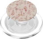 Beige Brown Wildflower Aesthetic Flower Pattern PopSockets PopGrip for MagSafe - Image 2