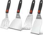 Beijiyi Stainless Steel Spatula Set, 4 Pack Small Metal Turner Spatulas for Kitchen Use, Cooking Utensils with Silicone Handle, Flipper Spatula for Fish, Egg, Smash Burger and Cookie Serving - Image 2