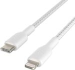 Belkin BoostCharge Nylon Braided USB C to Lightning Cable 6.6ft/2M - MFi Certified 18W Power Delivery iPhone Charger Cord - Apple Charger USB C Cable - Fast Charging for iPhone 14, iPhone 13 - White - Image 2