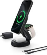 Belkin MagSafe Charger Compatible, 3-in-1 Qi2 15W Wireless Charging Station, Convertible Wireless Charger for iPhone 17, Apple Watch, AirPods, Pixel 10, Phone Stand for Travel w/ 36W Adapter - Black - Image 2