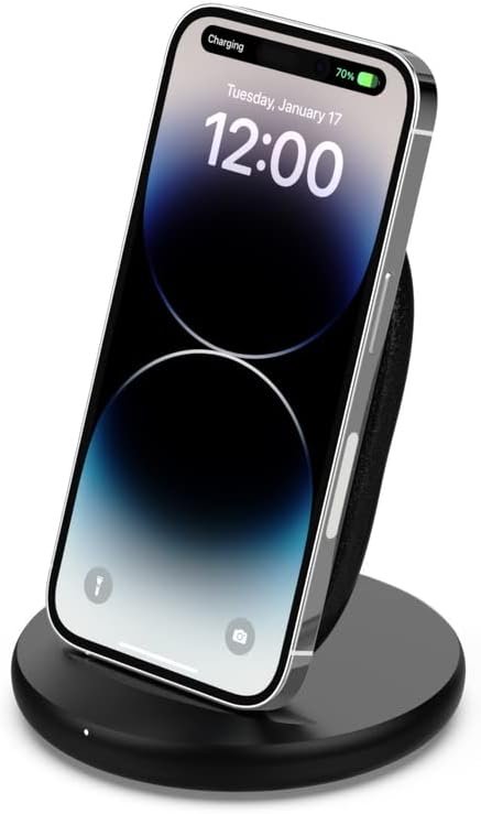 Belkin Quick Charge Wireless Charging Stand - 15W Qi-Certified Charger Stand for iPhone, Galaxy, Pixel & More, Charge While Listening to Music, Video Streaming, & Video Calling - Black (No PSU) - Image 2