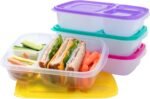 Bentgo Easyboxes - Original Stackable Lunch Boxes - Reusable 3-Compartment Food Containers for Kids and Adults - Bento Lunch Box for Meal Prep, School, & Work - BPA Free, Set of 4 (Brights) - Image 2