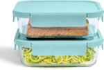 Bentgo Glass Leak-Proof Food Storage Set - 4-Piece Glass Containers with BPA-Free Airtight Lids, Reusable & Durable for Leftovers & Meal Prep - Microwave, Freezer, Oven & Dishwasher Safe (Soft Aqua) - Image 2