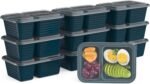 Bentgo Prep - 2-Compartment Snack Containers with Lids - Reusable, Microwaveable, Durable, PFAS & BPA-Free, Freezer and Dishwasher-Safe Meal Prep Food Storage - 10 Trays & 10 Lids (Deep Teal) - Image 2