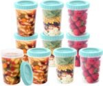 Bentgo Prep - 20 Piece 32 fl oz Leak-Proof Deli Containers with Lids, Food Storage for Meal Prep, Twist-Top, Reusable, PFAS & BPA-Free, Stackable, Microwave, Freezer & Dishwasher Safe (Aqua Splash) - Image 2