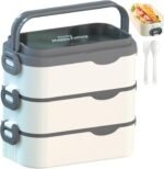 Bento Box Adult Lunch Box, Stackable 3 Layers Large Capacity Lunch Containers, Microwave and Dishwasher Safe Food Grade Containers with Utensils, Dividers and Sauce Boxes for Men, Women, Kids - Image 2