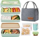 Bento Box Upgrade Japanese Lunch Box Kit,3 Layer Stackable Leakproof Lunch Box Containers with Accessories,Wheat Straw Bento Lunch Box for Kids and Adults - Image 2