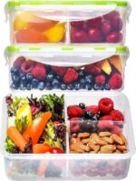 Bento Box for Kids and Adults - Reusable Lunch Box Meal Prep Containers - 3 Compartment Snack Box Container with Airtight Lid - Dishwasher, Freezer, Microwave Safe Food Snack Storage (39 oz, 3 Pack) - Image 2
