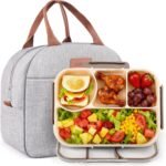 Bento Lunch Box Set Bento Box, 4-Compartment Lunch Containers,High Capacity Lunch Tote Bags for Work, Travel, Outdoor (Grey) - Image 2