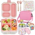 Bento Lunch Box for Kids with 12oz Soup Thermo Leak-Proof Lunch Food Container with 5 Compartment Thermo Hot Food Jar and Insulated Lunch Bag for Kid Toddler Girls Boys to School - Image 2