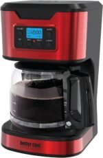 Better Chef Programmable 12-Cup Coffee Maker | 1-4 Cup Setting | Auto-Pause to Serve | 2hr Keep Warm | Perma-Filter | Stainless (Red) - Image 2