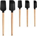 Black Silicone Spatula Set, Food Grade Rubber Spatula-5 Piece Nonstick Rubber Spatulas, Spoonula, Jar Scraper for Cooking, Baking, Mixing, Frosting - Image 2