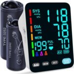 Blood Pressure Monitor, Automatic Upper Arm Blood Pressure Monitors for Home Use, 2 Blood Pressure Machine Cuff(9-17in & 13-21in) with Large LED Backlit Display, 3x199 Reading Memory Users White - Image 2