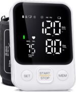 Blood Pressure Monitor Upper Arm Monitors for Home Use BP Machine with 2x120 Reading Memory Adjustable Arm Cuff 8.7"-15.7" Large Display with LED Background Light Storage Bag White - Image 2