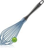 Blue Silicone Whisk, Professional Plastic Whisks for Cooking Non-Scratch, Stainless Steel & Heat Resistant Rubber Wisk, Dishwasher Safe Whisk, 12-Inch - Image 2