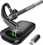 Bluetooth Headset V5.3, 96H Talktime, Wireless Earpiece with 1000mAh Charging Case, Bluetooth Headphones with Dual-Mic for Computer Cell Phones Trucker Home Office Work (Gray) - Image 2