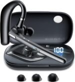 Bluetooth Headset V5.3, Wireless Earpiece with 500mAh Charging Case Hand-Free Headphones Noise Canceling Mic for Office/Driving/Business,Black - Image 2