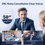 Bluetooth Headset, Wireless Earpiece with Upgrade Noise Canceling Mic,500mAh Charging Case Support 72H Talking Time,Hand-Free Headphones with Mute Button for Computer Cell Phones Trucker Work - Image 2