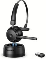 Bluetooth Headset, Wireless Headphone with AI Noise-Canceling Microphone On Ear Wireless Headset with USB Dongle for Computer Office - Image 2
