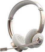 Bluetooth Headset with Microphone, Wireless Headphones with Noise Cancelling Mic, 26hrs talktime, On Ear Headphones with Mic Mute for Mac/Laptop/Zoom/Teams/Call Center/Office/Home Gold - Image 2