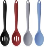 Boao 4 Pcs Silicone Spoons for Cooking 10.6 Inch Large Nonstick Serving Spoons Heat Resistant Slotted Spoon for Mixing & Stirring Kitchen Cooking Utensils, Dishwasher Safe(Mixed Colors) - Image 2