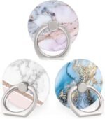 Bonoma Cell Phone Ring Holder Stand, 360 Rotation 3-Pack Universal Smartphone Ring Grip Stand Compatible with Smartphones and Tablets Marble - Image 2