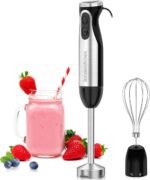 Bonsenkitchen Immersion Handheld Blender with Whisk, 20-Speed & Turbo Mode Hand Blender Stick 500W, 304 Stainless Steel Hand Blender for Soup, Smoothie, Puree, Baby Food - Image 2