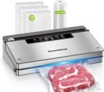 Bonsenkitchen Vacuum Sealer Machine, Stainless Steel Food Sealer Vacuum Sealers with 100 Bags & 1 Roll Bag, 5 Food Vacuum Modes, Built-in Cutter & Bag Storage, Silver-Black - Image 2