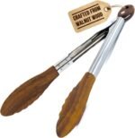 Boxiki Kitchen Wooden Tongs for Cooking - Nonstick Kitchen Salad Tongs for Serving Food, Grilling, Cooking, BBQ and Tossing Salad - Made of Natural Walnut Wood, Size 12-inch - Image 2