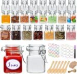 Brajttt 4 oz Spice Jars with Labels,25 Pack Small Glass Jars with Lids,Small Glass Containers with Airtight Hinged Lid for Home Kitchen, Arts & Crafts Projects, Spices, Decoration, Snack Foods - Image 2