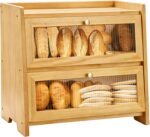 Bread Box For Kitchen Countertop, Corner Breadbox, Bread Boxes for Kitchen Counter Organizer Decor Storage, Wooden Storage Box Breadbox, Housewarming Birthday Wedding Christmas Gift - Image 2