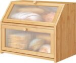 Bread Box for Kitchen Counter, Large Bamboo Wood Double Layer Bread Box, Wooden Bread Storage Capacity - Image 2
