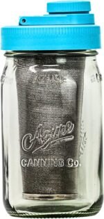 Brewing America Mason Jar Cold Brew Coffee Maker Infuser: Made in USA Wide Mouth Mason Jar Lid with Azure Canning Jar, and Stainless Steel Filter for Delicious Coffee, Tea - 1 Quart 32 oz Teal Lid - Image 2