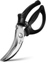 Brigii Kitchen Shears, Stainless Steel Heavy Duty Poultry Shears, Multi-Purpose Kitchen Scissors for Cutting Chicken, Fish, Seafood, and Vegetables, Spring Loaded-KS05Black - Image 2